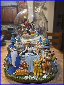 Disney Double Snow Globe A Dream Is A Wish Your Heart Makes Music Animated RARE