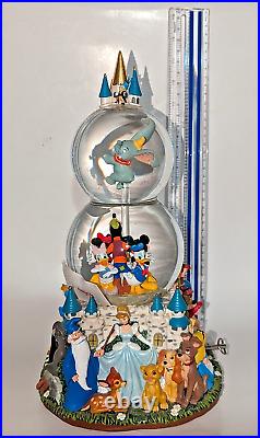 Disney Double Snow Globe A Dream Is A Wish Your Heart Makes Music Animated RARE