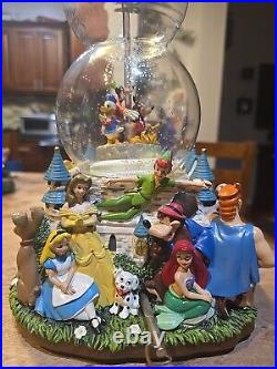 Disney Double Snow Globe A Dream Is A Wish Your Heart Makes Music Animated RARE