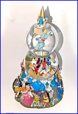 Disney Double Snow Globe A Dream Is A Wish Your Heart Makes Music Animated RARE