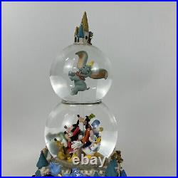 Disney Double Snow Globe A Dream Is A Wish Your Heart Makes Music Animated RARE