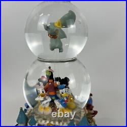 Disney Double Snow Globe A Dream Is A Wish Your Heart Makes Music Animated RARE