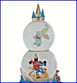 Disney Double Snow Globe A Dream Is A Wish Your Heart Makes Music Animated RARE