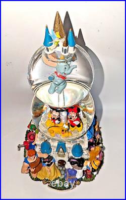 Disney Double Snow Globe A Dream Is A Wish Your Heart Makes Music Animated RARE