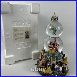 Disney Double Snow Globe A Dream Is A Wish Your Heart Makes Music Animated RARE