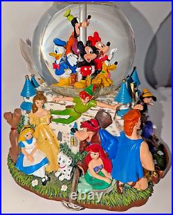 Disney Double Snow Globe A Dream Is A Wish Your Heart Makes Music Animated RARE