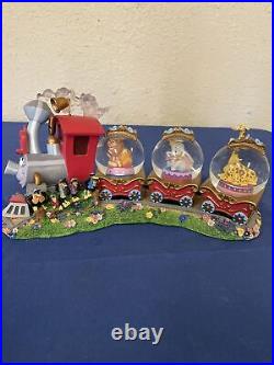 Disney Dumbo Triple Snow Globe Casey Jr Railroad Train Musical Snowglobe RARE