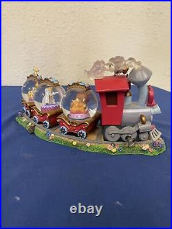 Disney Dumbo Triple Snow Globe Casey Jr Railroad Train Musical Snowglobe RARE