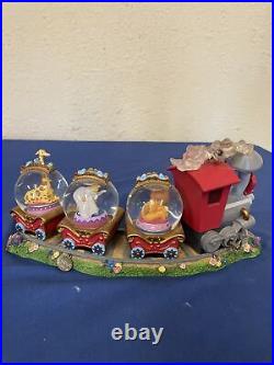 Disney Dumbo Triple Snow Globe Casey Jr Railroad Train Musical Snowglobe RARE