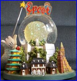 Disney Epcot Sorcerer Mickey Mouse with wand music lighted snow globe EX