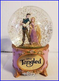 Disney Extremely Rare Tangled Rapunzel and Flynn Rider Musical Snow Globe Works