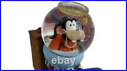 Disney Goofy Snowglobe Snow Globe Rotating Fish Bowl Musical Original Box Euc