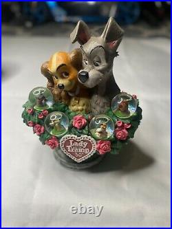 Disney Lady and the Tramp Musical Statue Snow Globe Plays Bella Notte LE