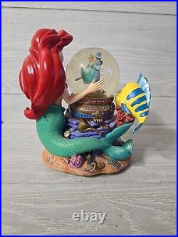 Disney Little Mermaid Ariel Snow Globe 23194 Music Treasures Rare Flounder