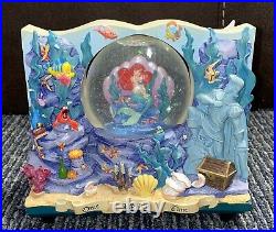 Disney Little Mermaid Book Double Sided Musical Under The Sea Snow Globe RARE