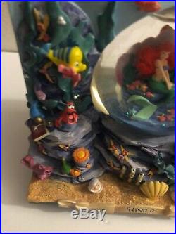 Disney Little Mermaid Snow Globe Musical Plays Under The Sea. Two Sided