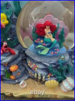 Disney Little Mermaid Storybook Double Sided Musical Under The Sea Snow Globe