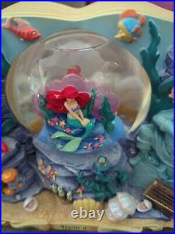 Disney Little Mermaid Storybook Double Sided Musical Under The Sea Snow Globe