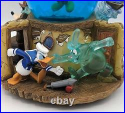 Disney Lonesome Ghost Mickey Mouse/ Donald Duck/ Goofy Water Globe Music Box