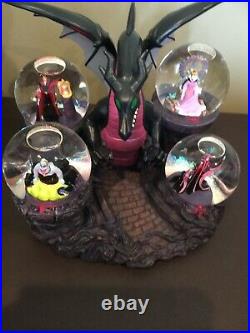 Disney Maleficent Dragon And Villains Musical Snow Globe Rare