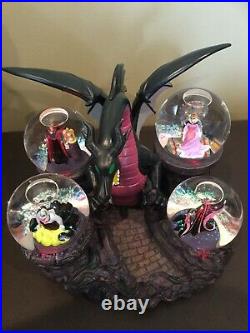 Disney Maleficent Dragon And Villains Musical Snow Globe Rare