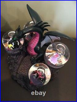 Disney Maleficent Dragon And Villians Lights Up Musical Snow Globe