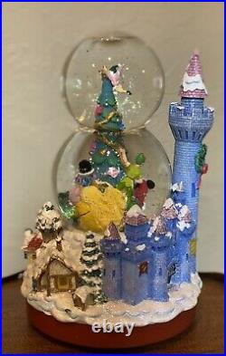 Disney Mickey & Friends Christmas Double Bubble Musical Snowglobe Snow Globe