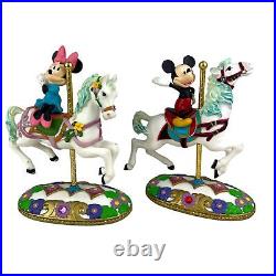 Disney Mickey Minnie The Carousel Waltz Musical Snow Globe Vintage VTG Rare HTF