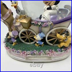 Disney Mickey & Minnie Wedding Coach Musical Snow Globe Just Married Rare