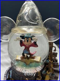 Disney Mickey Mouse Fantasia Snow Globe Sorcerer's Apprentice Wind Up Musical