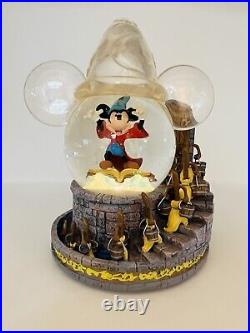 Disney Mickey Mouse Musical Snow Globe Fantasia The Sorcerer's Apprentice RARE