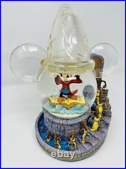 Disney Mickey Mouse Musical Snow Globe Fantasia The Sorcerer's Apprentice RARE