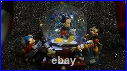 Disney Mickey Mouse Through The Years RARE Snow Globe BLOWER, LIGHT & MUSIC