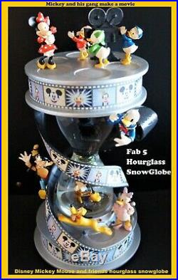 Disney Mickey Mouse and friends Fab 5 hourglass snowglobe Musical Globe