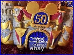 Disney Mickey Mouse/minnie 50th Anniversary Castle Musical Light Up Snow Globe