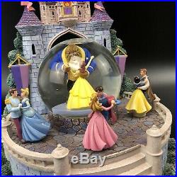 Disney Multi Princess Prince Musical Waltzing Castle Royal Ball Snow Globe