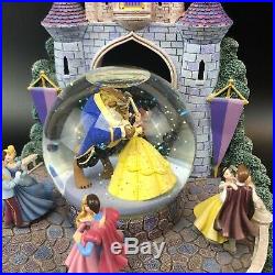 Disney Multi Princess Prince Musical Waltzing Castle Royal Ball Snow Globe