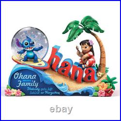 Disney Ohana Means Family Lilo & Stitch Musical Glitter Globe Bradford Exchange