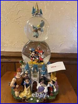 Disney Parks Multi Character Lighted Musical Double Snow Globe
