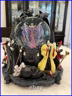 Disney Parks The Art of Disney Villains Musical Snow Globe Authentic VIDEO