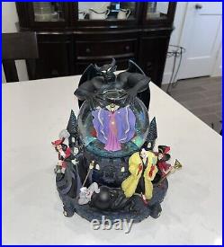 Disney Parks The Art of Disney Villains Musical Snow Globe Authentic VIDEO