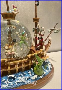 Disney Peter Pan Captain Hook Jolly Roger Ship Musical Snow Globe Rare