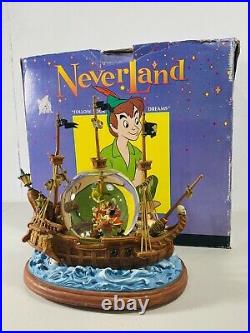 Disney Peter Pan Captain Hook Pirate Ship Musical Water Snow Globe W Box