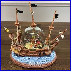 Disney Peter Pan Captain Hook Pirate Ship You Can Fly Musical Snow Globe