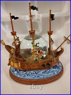 Disney Peter Pan Captain Hook Pirate Ship You Can Fly Musical Snow Globe