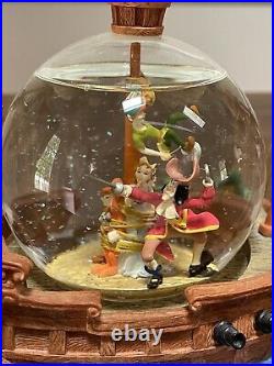 Disney Peter Pan Captain Hook Pirate Ship You Can Fly Musical Snow Globe