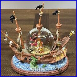 Disney Peter Pan Captain Hook Pirate Ship You Can Fly Musical Snow Globe