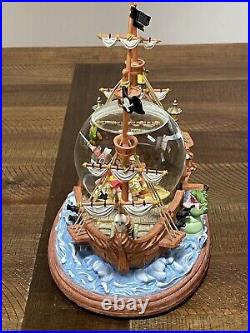 Disney Peter Pan Captain Hook Pirate Ship You Can Fly Musical Snow Globe