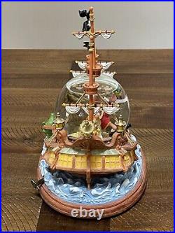 Disney Peter Pan Captain Hook Pirate Ship You Can Fly Musical Snow Globe