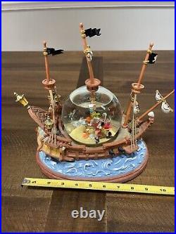 Disney Peter Pan Captain Hook Pirate Ship You Can Fly Musical Snow Globe